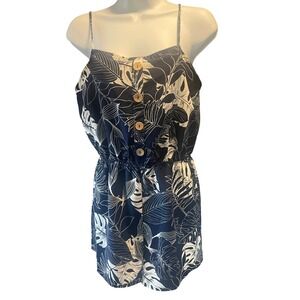 Timing Womens Tropical Monstera Leaf Print Romper S Resortwear Beach Boho Chic